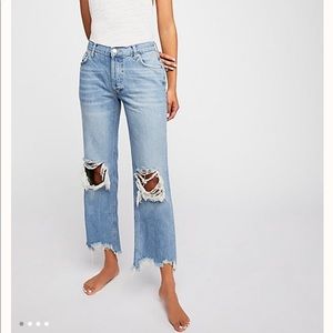 Free People Maggie Jeans Ripped Wide Leg